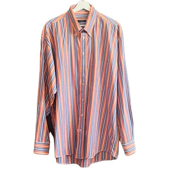 Burberry Other - Burberry Men's Multicolor Vertical Stripe Casual Button-Down Shirt Size XL